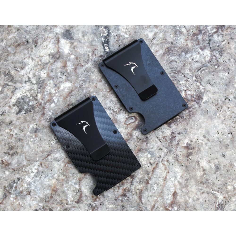 7068 Slim Metal Wallet Card Holder Carbon Fiber Color 8-9 Card Capacity - Picture 2 of 9
